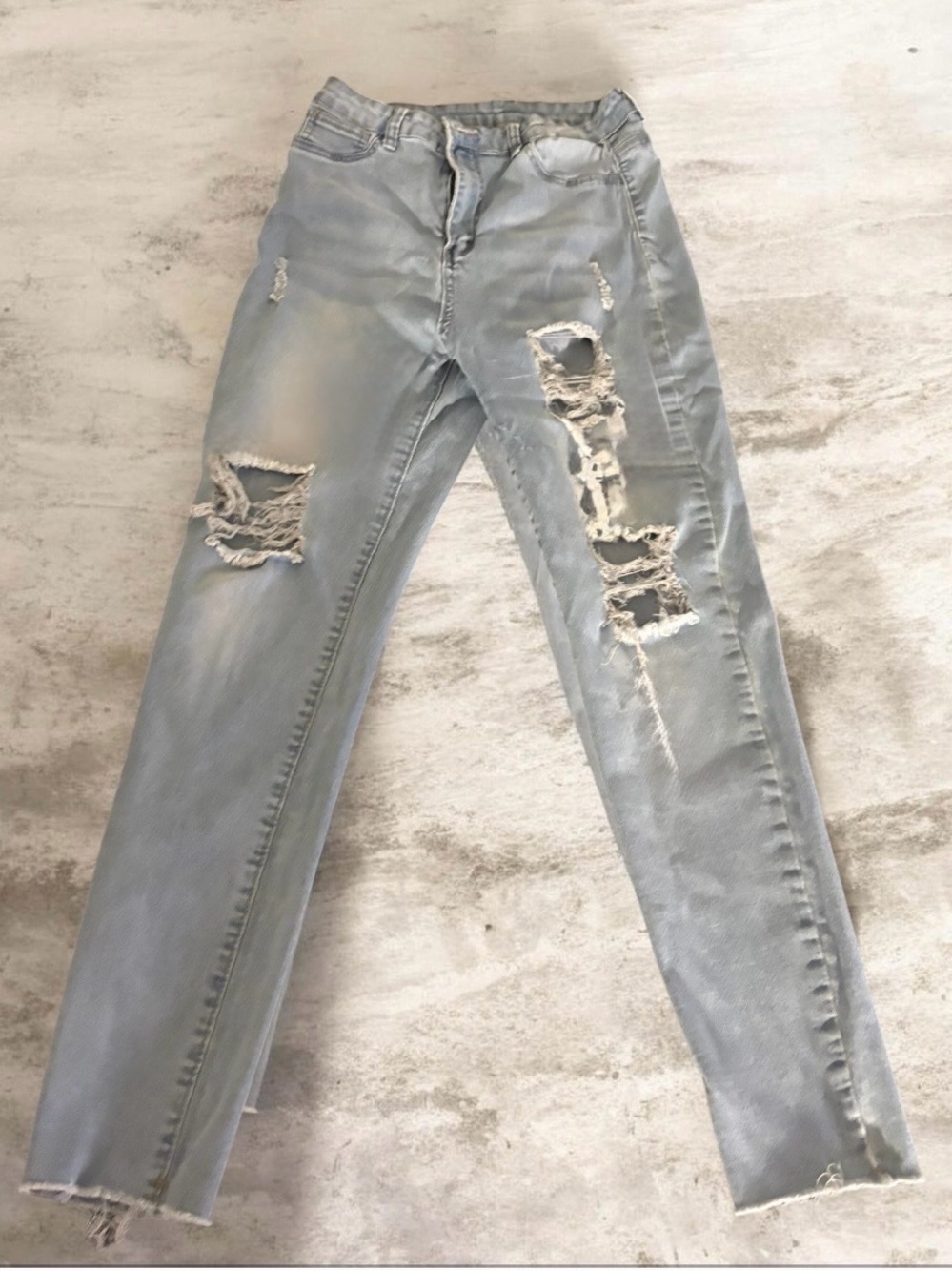 SHEIN Light Blue Ripped Skinny Jeans